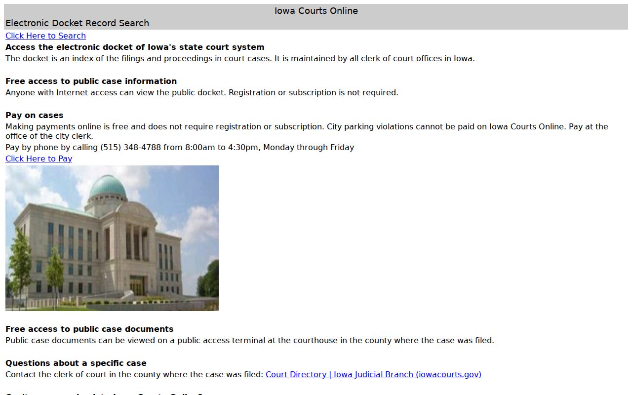 Tama County warrant lookup on the Iowa Courts Online public case search